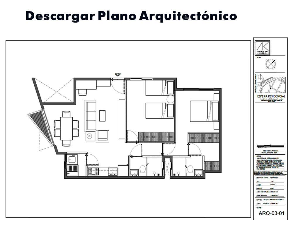 Descargar Plano Arquitectónico Departamento 402